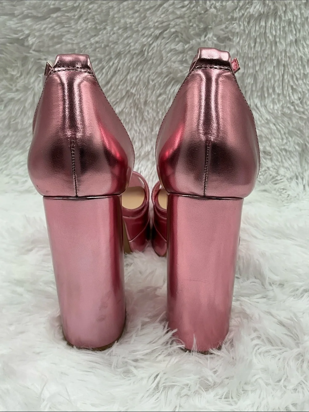 Dream Pairs Heels Size 7.5 Metallic Rose Pink Platform Block Heels